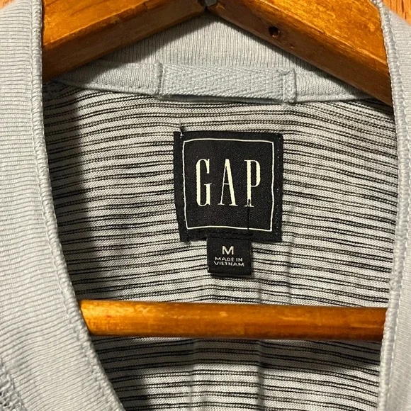 GAP Light Gray Striped Henley - Picture 2 of 10